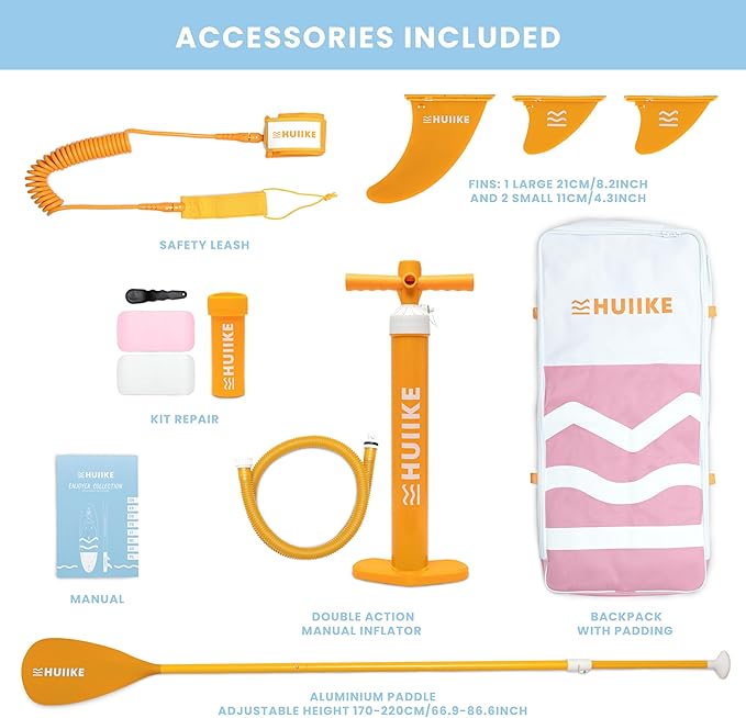 Inflatable Paddle Board for Adults with Accessories Included, Oar, Fins, Pump. Stand Up Paddleboard Great Stability and Resistance. 10’ x 33" x 5.9", Maximum Load 286 lb