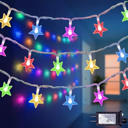Star String Lights 360 LED 132FT,8 Modes Plug in Star Fairy Lights with Timer & Memory, Indoor Outdoor Star Christmas Lights for Birthday Party Bedroom Wedding Home Classroom Decor Multicolor