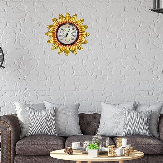 MUMTOP Outdoor Thermometers for Patio - Indoor Outdoor Thermometer, Sunflower Wall Thermometer Wireless for Garden Home Decor