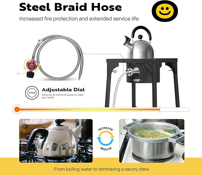 VIVOHOME 100,000 BTU Single Burner Propane Gas Stove, Portable Outdoor Camping Stove with Adjustable Legs, High-Power Cooking Stove for Camping, Backpacking, Backyard, Tailgating