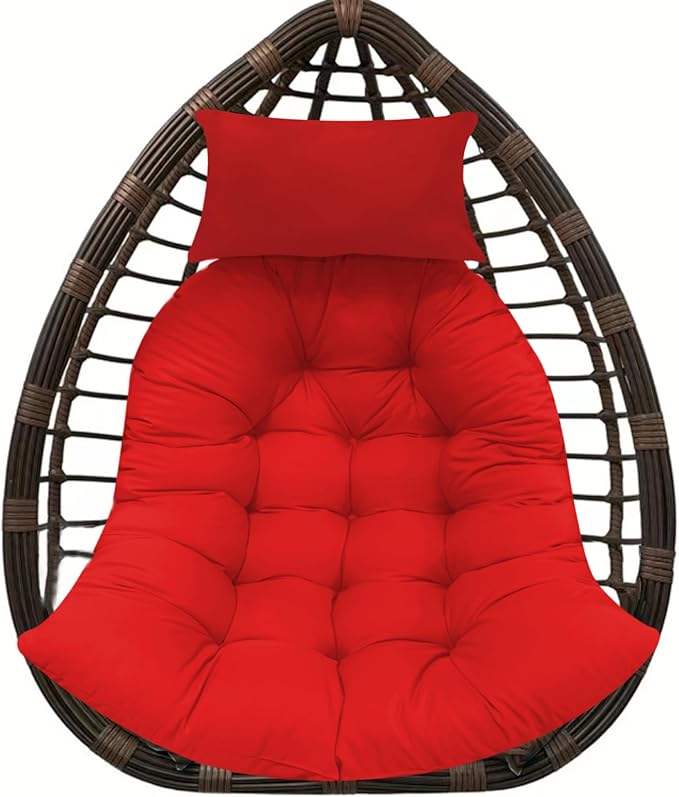 Thicken Hanging Basket Seat Cushion with Headrest, Hammock Swing Chair Cushions, Soft Egg Patio Chair Cushion with High Elasticity PP Cotton, for Indoor and Outdoor Garden Offices (with Pillow)