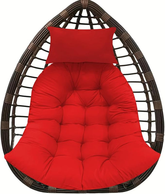 Thicken Hanging Basket Seat Cushion with Headrest, Hammock Swing Chair Cushions, Soft Egg Patio Chair Cushion with High Elasticity PP Cotton, for Indoor and Outdoor Garden Offices (with Pillow)