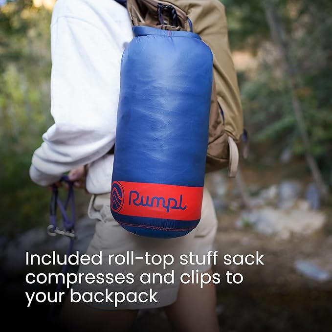 Rumpl Original Puffy Blanket - Warm, Water-Resistant Camping Blanket with 100% Recycled Synthetic Insulation, 52"x75", Original Puffy V2, Radiant Peak Eclipse