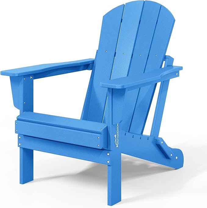 WestinTrends Malibu HDPE Outdoor Patio Folding Poly Adirondack Chair, Pacific Blue
