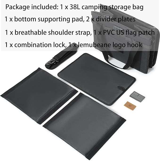 Tactical Camping Storage Bag - 38L Utility Tote Bag Organizer with Combination Lock and Shoulder Strap