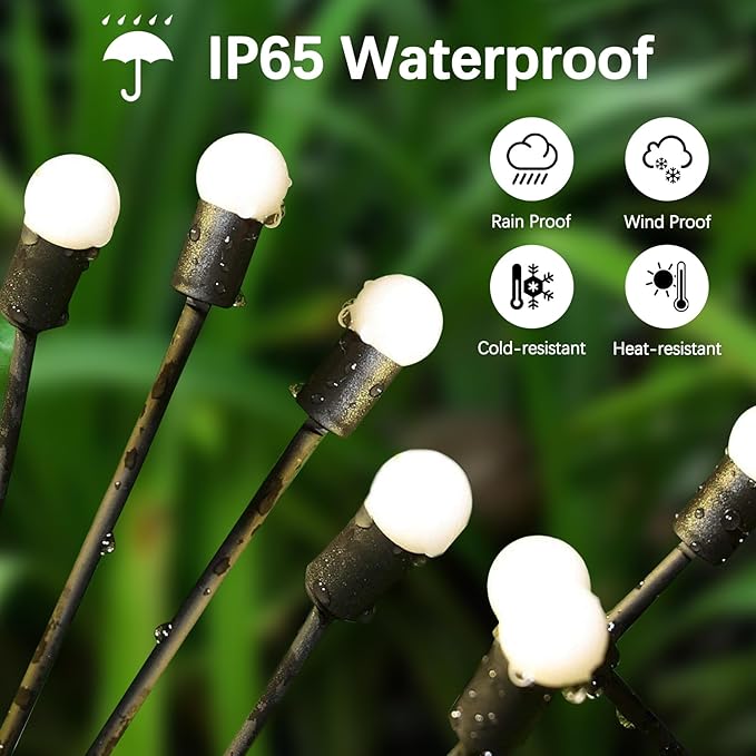 Multicolour-4Pack 32LED Firefly Multicolour Changing Lights,Garden Solar Lights Outdoor Decorative,Yard Waterproof Solar (Multicolour-4pcs)