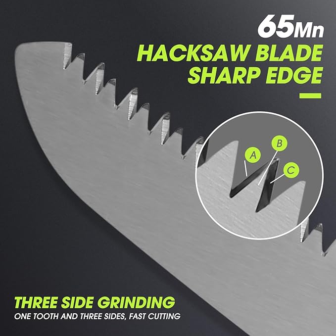 DNA MOTORING 15.5in Hand Pruning Saw, Hand-Held Garden Saw, Curved Blade Waist Saw for Tree Branches Trimming, Gardening, Woodworking, w/Scabbard, TOOLS-00594