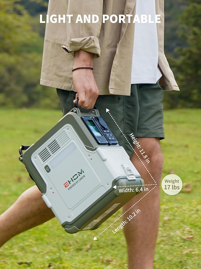 EHOM Portable Power Station, EP600-2 512Wh LiFePO4 EVE Battery Solar Generator Home Backup 120V AC/5521/USB/Car/Wireless, 600W (Peak 1200W) Power Supply as Emergency Generator for Home Outdoor Camping