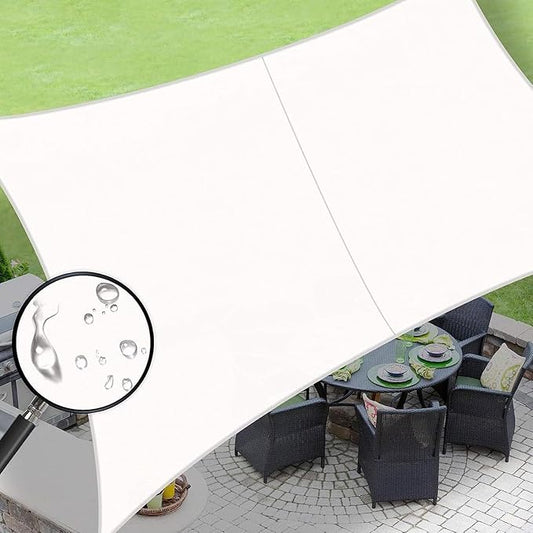 LOVE STORY Waterproof 8'x10' Rectangle White Sun Shade Sail Cannoy UV Resistant for Outdoor Patio Garden Backyard (We Make Custom Size)