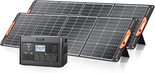 2400W Solar Generator with 2 * 200W Flexible Panel, GRECELL 1843Wh Portable Power Station w/ 2400W(4800W Peak)4 AC Outlets, Fast Charging Emergency Backup Battery UPS for Home Outage RV/Van, H2400