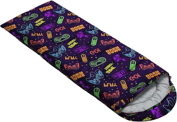 AILONEN Blue Glowing Basketball Sleeping Bag for Kids Boys,Warm and Cool Weather,Lightweight,Waterproof Backpacking,City Theme Ball Sports Sleeping Bag for Camping