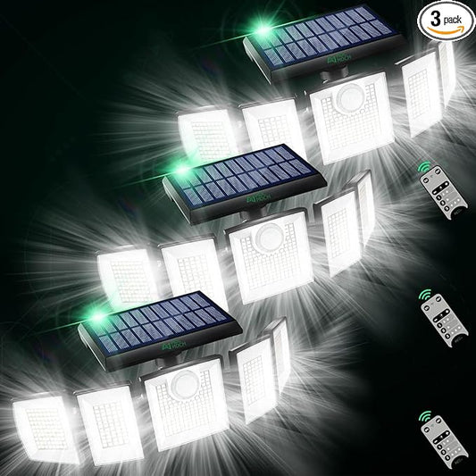 Solar Outdoor Lights Motion Sensor Waterproof - 416 LEDs 3000 Lumens Super Bright Solar Flood Security Light for Porch Yard Patio Garage