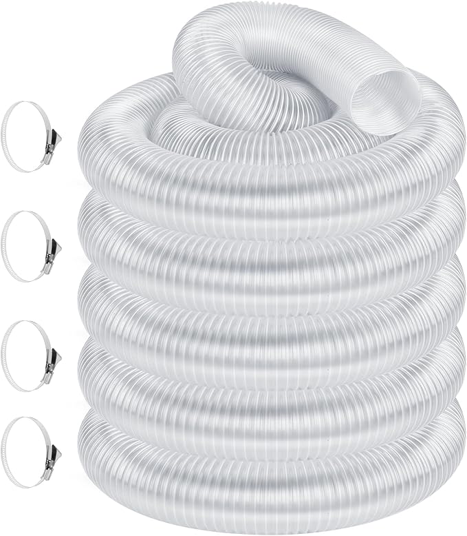 2 1/2" x 50' Heavy PVC Dust Collection Hose,Flexible Clear Debris and Fume Collection Hose with Stainless Steel Hose Clamps for Dust Collectors with 2 1/2" Ports, Ideal for Shop Vacuums