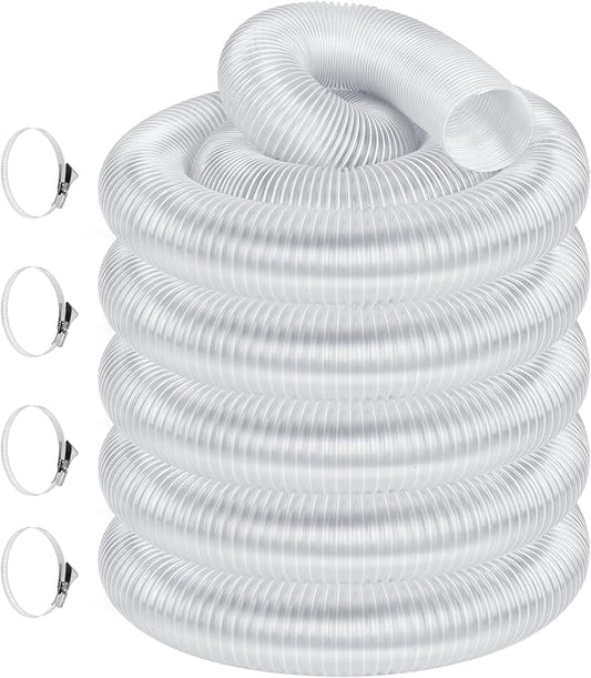 2 1/2" x 50' Heavy PVC Dust Collection Hose,Flexible Clear Debris and Fume Collection Hose with Stainless Steel Hose Clamps for Dust Collectors with 2 1/2" Ports, Ideal for Shop Vacuums