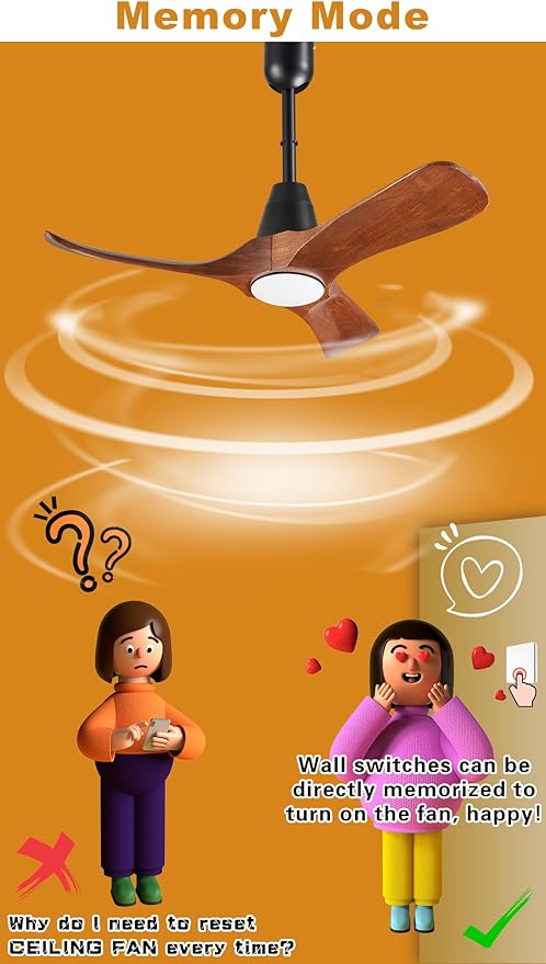 3 Blades Wood Outdoor Ceiling Fan with Light for Patios, Farmhouse Rustic Ceiling Fans with Lights, 34" Plug-in Wet Rated Outdoor Gazebo Fan for Exterior House Porch Patio, Waterproof,F246