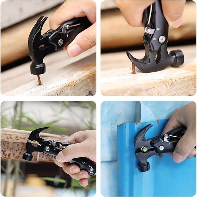 Gifts for Men,12-in-1 Hammer Multitool, Stocking Stuffers for Men,Christmas Stocking Stuffers for Adults Dad Husband Boyfriend, Camping Essentials Mens Gift for Him, Birthday Gift Idea,Mini Multi Tool