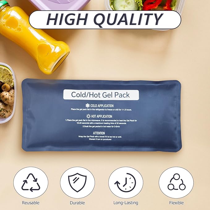 Hot & Cold Gel Packs for Pain Relief 12x16 Inch Ice Packs Reusable Blue Cold Packs for Swelling, Bruises, Injuries, Surgery, Toothache