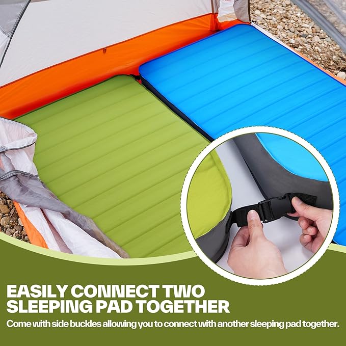 Sportneer Sleeping Pad for Camping: 4" Ultra-Thick Air & Foam Camping Mattress with 10 R Value, 4-Season Large Size 78" x 30" Self-Inflating Sleeping Pad for Camp/Travel/Car/Tent, Easy to Inflate