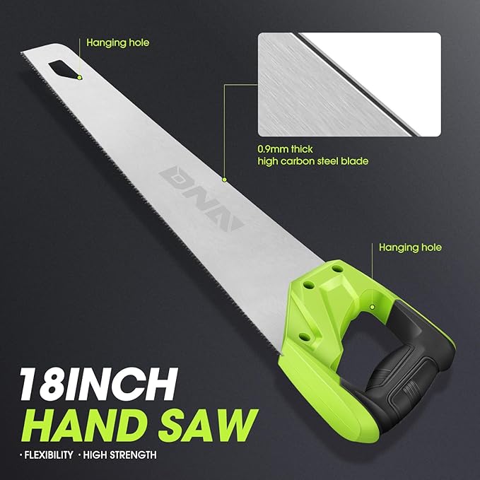 DNA MOTORING 2pcs 17in Bi-Ground Teeth Hand Saw, Universal Cuts for Pruning, Trimming Branches, Garden, Camping, Lawn, With TPR Handle, TOOLS-00590