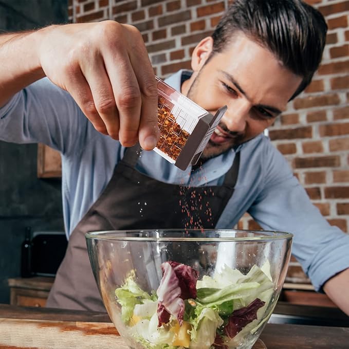 URALFA Mini Salt and Pepper Shakers With Lid, Plastic Spice shaker Seasoning Shaker, Travel Spice Containers without Spices, Brown