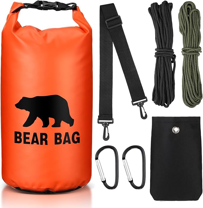 1 Set Bear Food Bag for Camping Ultralight Food Hanging System Includes Waterproof Bear Bag, Nylon Ropes, Hooks for Camping Backpacking
