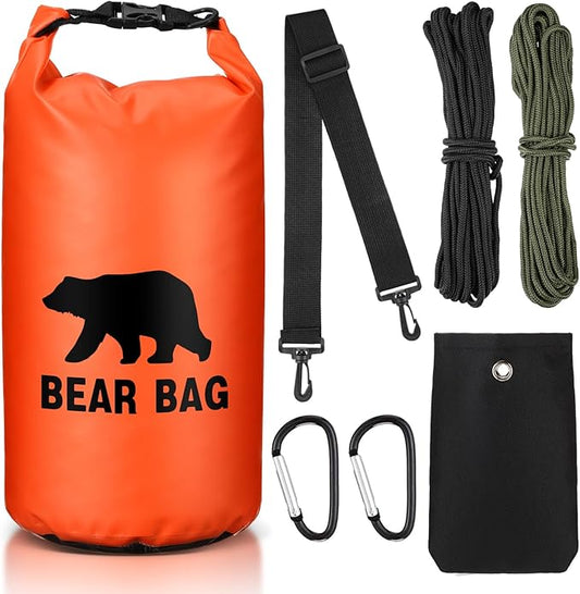 1 Set Bear Food Bag for Camping Ultralight Food Hanging System Includes Waterproof Bear Bag, Nylon Ropes, Hooks for Camping Backpacking