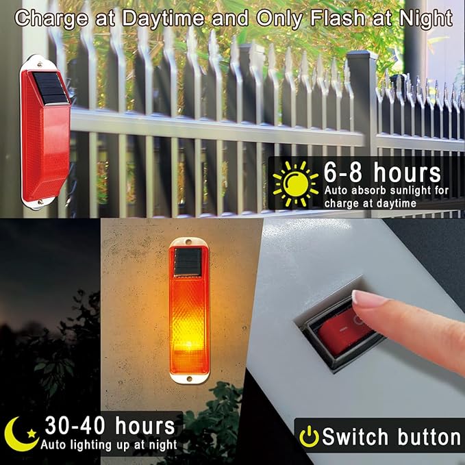 Aolyty Solar Strobe Warning Light Sensitive LED Warning Lamp Super Bright IP54 Waterproof Light Control Flashing Beacon Barricade Construction Safety Road Signs Flash Traffic Lights (Red)