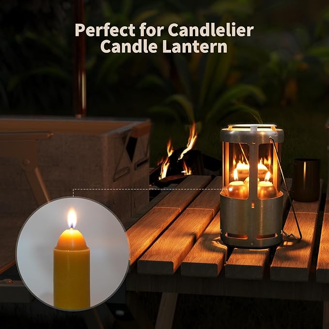 15-Hour Natural Beeswax Candles Compatible with Candle Lanterns - Smokeless Clean Long Lasting Burning for Outdoor, Camping, Emergency, Survival Emergency Preparedness- 10Pack