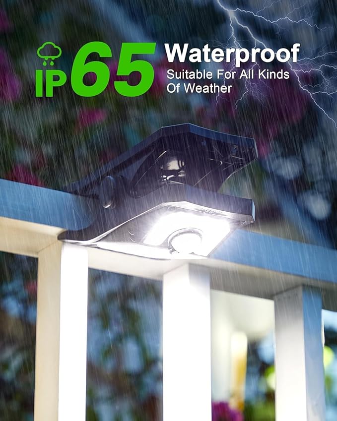 45Leds Solar Motion Sensor Lights Outdoor, Clip on Solar Lights Outdoor Waterproof, High Bright Solar Powered Security Lights for Outside Fence Chain Link Camping (4, 45 LED)