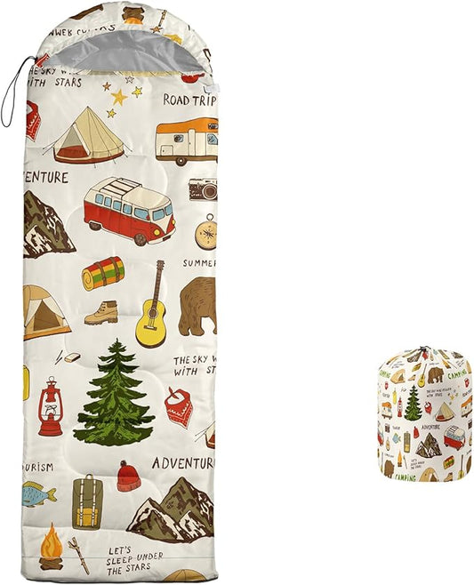 Print sleeping bag,sleeping bags,Outdoor Camping Sleeping Bag，Suitable For Children Boys And Girls Portable,Waterproof,Compact And Lightweight,Great For Outdoor Camping,Backpacking And Hiking