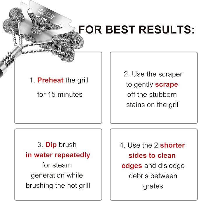 GRILLART Grill Brush for Outdoor Grill Bristle Free - Safe BBQ Grill Cleaner Brush - 18" BBQ Brush for Grill Cleaning Kit -Stainless Grill Cleaning Brush BBQ Grill Accessories Tools- Gifts for Men Dad