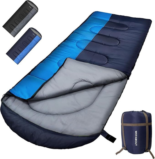 XL 10 Degree Sleeping Bags Waterproof for Adults 350GSM Machine Washable with Compression Sack for 3-4 Season Camping Outdoor