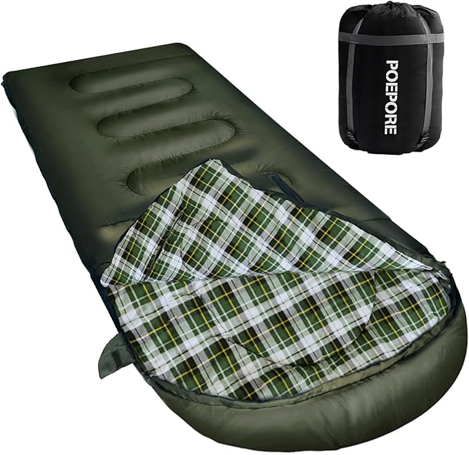 Flannel Sleeping Bag Cotton 0 Degree Cold Weather for Adults XXL Wearable Sleeping Bag 4 Seasons Waterproof with Compression Sack