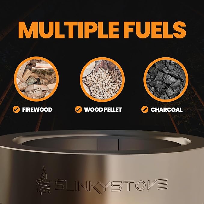 Smokeless Fire Pit for Outdoor Wood-Burning – Portable, Compact & Foldable Design for Camping, Bonfires, Tiny Cabin, Ventless Burn, Solo Pits, and Backyard Use – Stainless Steel, 23-Inch Slinky Stove