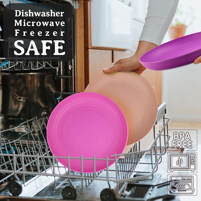 Homienly 5.7 Inch Dessert Plates Set of 8 Small Wheat Straw Plate Appetizer Plates for Kitchen, Side Dish, Microwave and Dishwasher Safe Mini Plate Set(Pink Flower Series)