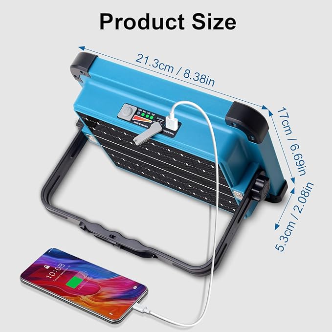 100W Rechargeable LED Solar Work Light, 10000LM Magnetic Worklight with 5 Modes Stepless Brightness Job Site Lighting, Waterproof Portable Outdoor Working Light for Car Repairing, Garage Workshop