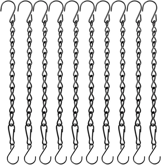 YINGFENG 10 Pack 9.5 Inch Black Hanging Chains, Garden Plant Hangers for Hanging Bird Feeders, Billboards, Chalkboards, Basket, Planters, Lanterns, Wind Chimes and Decorative Ornaments Etc
