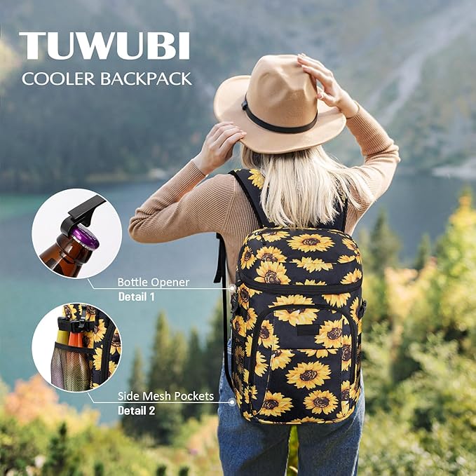 Tuwubi Cooler Backpack 35/42 Cans, Backpack Coolers Insulated Leak Proof for Men Women, Waterproof Soft Sided Lunch Camping Beach Travel Ice Chest Backpack Cooler Bag