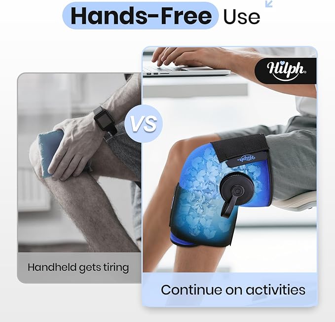 Hilph Knee Refillable Ice Bag for Injuries, Portable Travel Ice Pack with 2 Hours Long Lasting Cold for Knee Cold Therapy, Instant Relief for Replacement Surgery, Sports Injury, Swelling, Muscle Pain