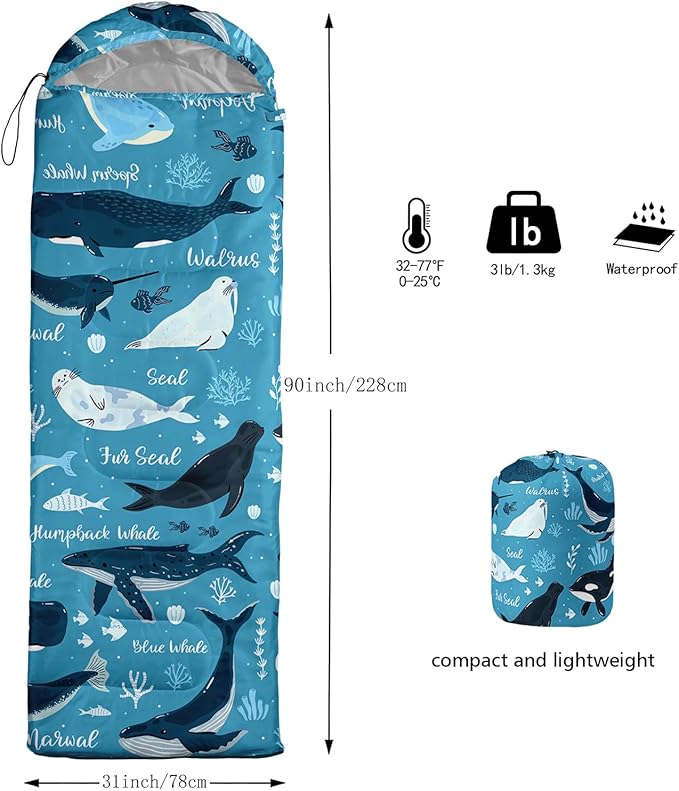 QOOMO Camping Sleeping Bags,3 Season Warm & Cool Weather,Lightweight,Waterproof Sleeping Bags for Adults & Kids,Traveling,and Outdoors,Camping Gear Equipment