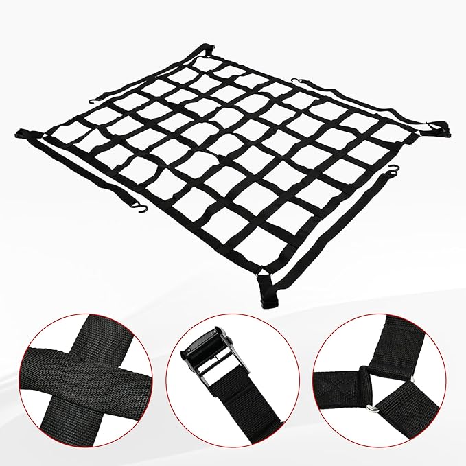 Heavy Duty 42" x 50" Truck Bed Cargo Net with Adjustable Cam Buckles & S-Hooks,3.5' x 4.17' Cargo Net with 1100LBS Capacity for Pickup Truck Bed Trailer SUV Jeeps