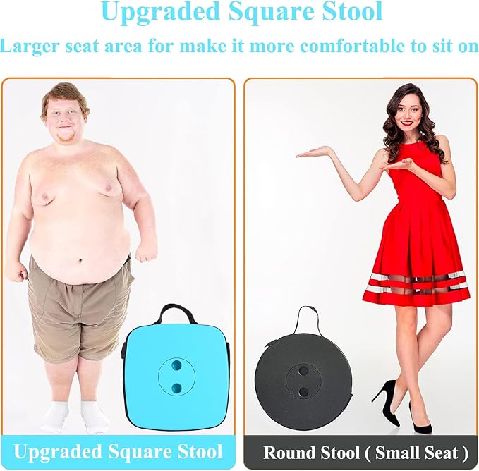 Fishboy Upgraded Square Collapsible Stool, 400lbs Max Weight, Lightweight But Sturdy, Portable Retractable Folding Telescoping Foldable Camping Stool for Adults Outdoor Fishing Hiking Travel BBQ