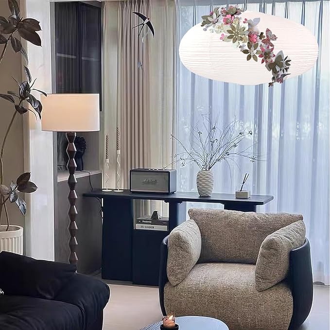 White Oval Paper Lanterns-16.54" Large Hanging Paper Lantern Lamp, Chinese/Japanese Paper Pendant Lampshade for Party Decoration, Wedding, Home Decor Ceiling Lampshade(1 Pack)