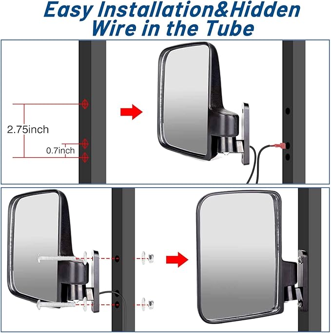 Golf Cart Side Mirrors with Turn Signal Light Golf Cart Rear View Mirrors for Club Car EZGO Yamaha Side Mirrors Golf Cart