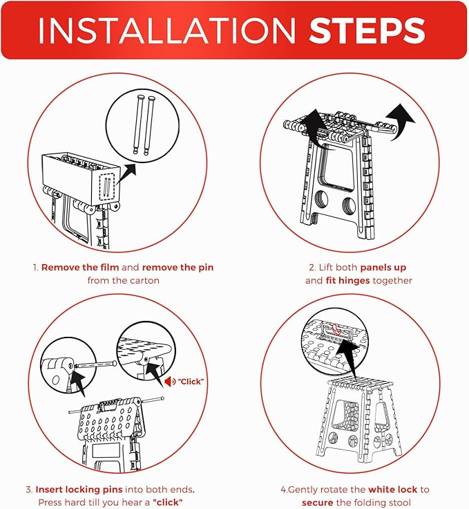 ACKO Folding Step Stool Foldable 17.5 Inch 400 lbs Capacity, Plastic Stools for Adults and Kids, Collapsible Stools for Kitchen, Stepping Stool with Handle(Royal Blue)