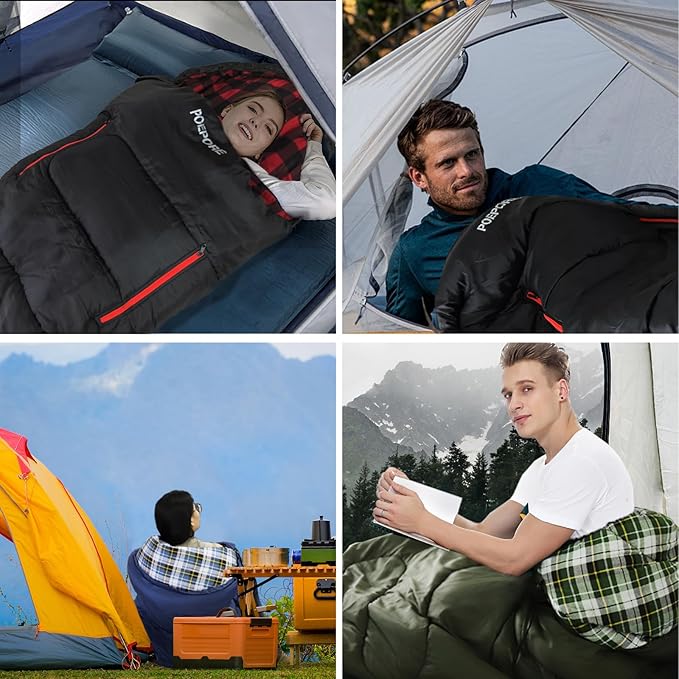 Flannel Sleeping Bag Cotton 0 Degree Cold Weather for Adults XXL Wearable Sleeping Bag 4 Seasons Waterproof with Compression Sack