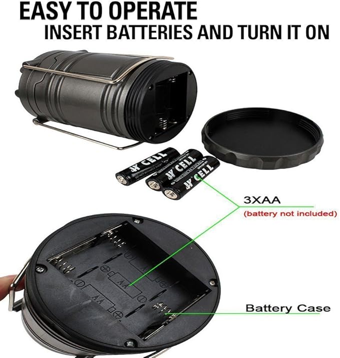 LED Battery Powered Lanterns, Portable, Waterproof, Collapsible Lights for Camping, Emergency, Hurricane, Storms, and Power Outages, Pack of 4