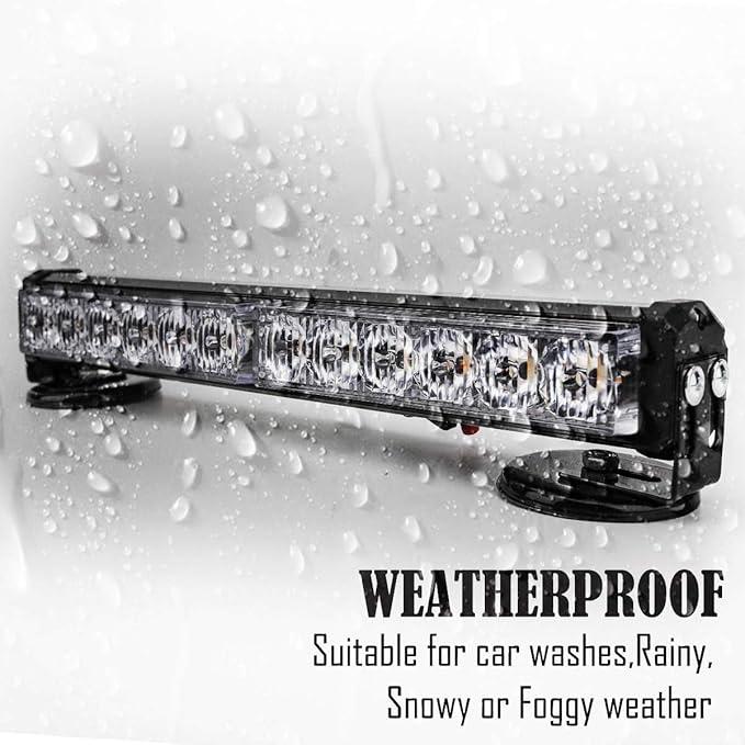 LE-JX Amber Wireless Battery Traffic Advisor Emergency Lights Bar Beacon Led Strobe Warning Light Mini Roof Top Plow Hazard Flash with Magnetic Base Mount and 12 V Rechargeable Plug (Yellow, 12 LEDs)