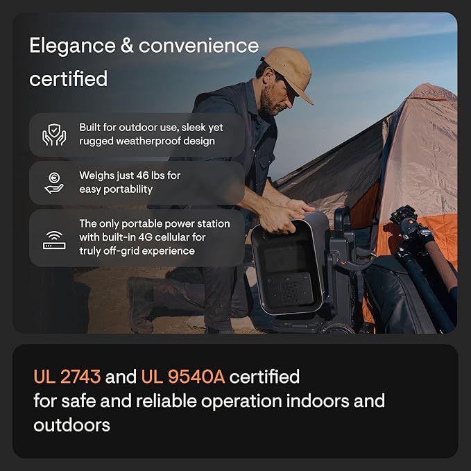 Enphase IQ PowerPack 1500 – Advanced Portable Power Station, 1500 W LFP, Microinverter Technology Produced in The USA, 4G Cellular, Wi-Fi, UL Certified 1500 Wh Solar Generator for Home Backup