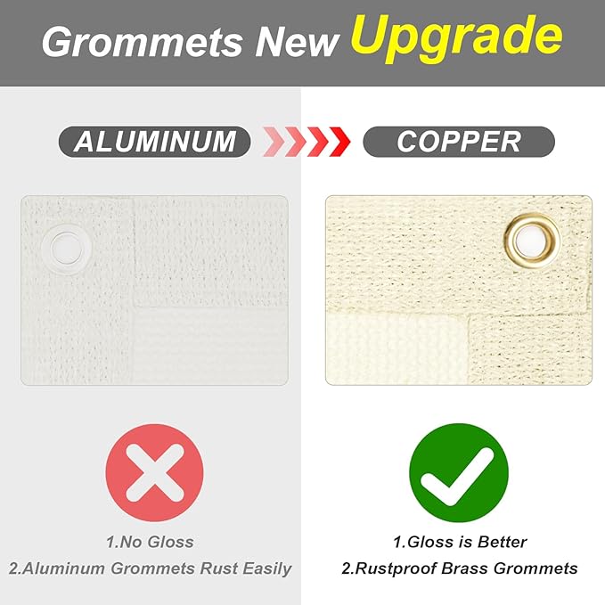 Cool Area Sun Shade Cloth with Grommets 6×17 FT Shade Panel Shade Tarp Screen Fabic for Outdoor Patio Pergola Cover Deck Garden, Butter Cream (Customized)